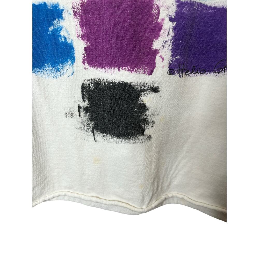 90's Signal Mega Tee Paint Abstract Colorblock Crop T-Shir Top t Large - Picture 5 of 7